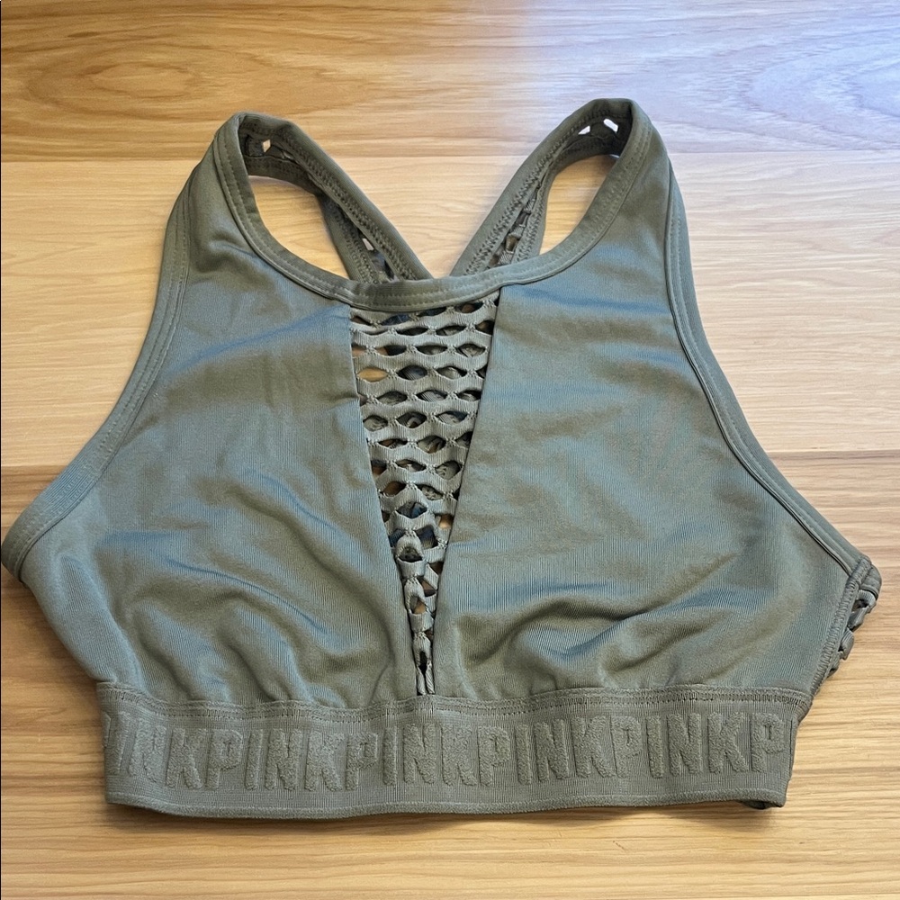 PINK Victoria's Secret Olive Sports Bra